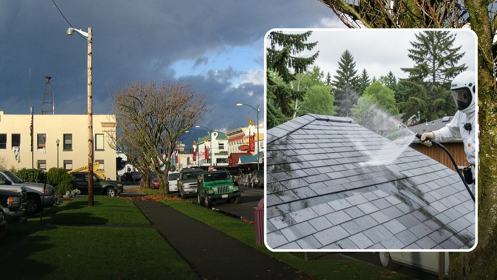 Asphalt Shingle Roof Cleaning in Arlington, Snohomish County, WA - Specialized cleaning for asphalt and composition shingle roofs that removes the black streaks common across Washington...
