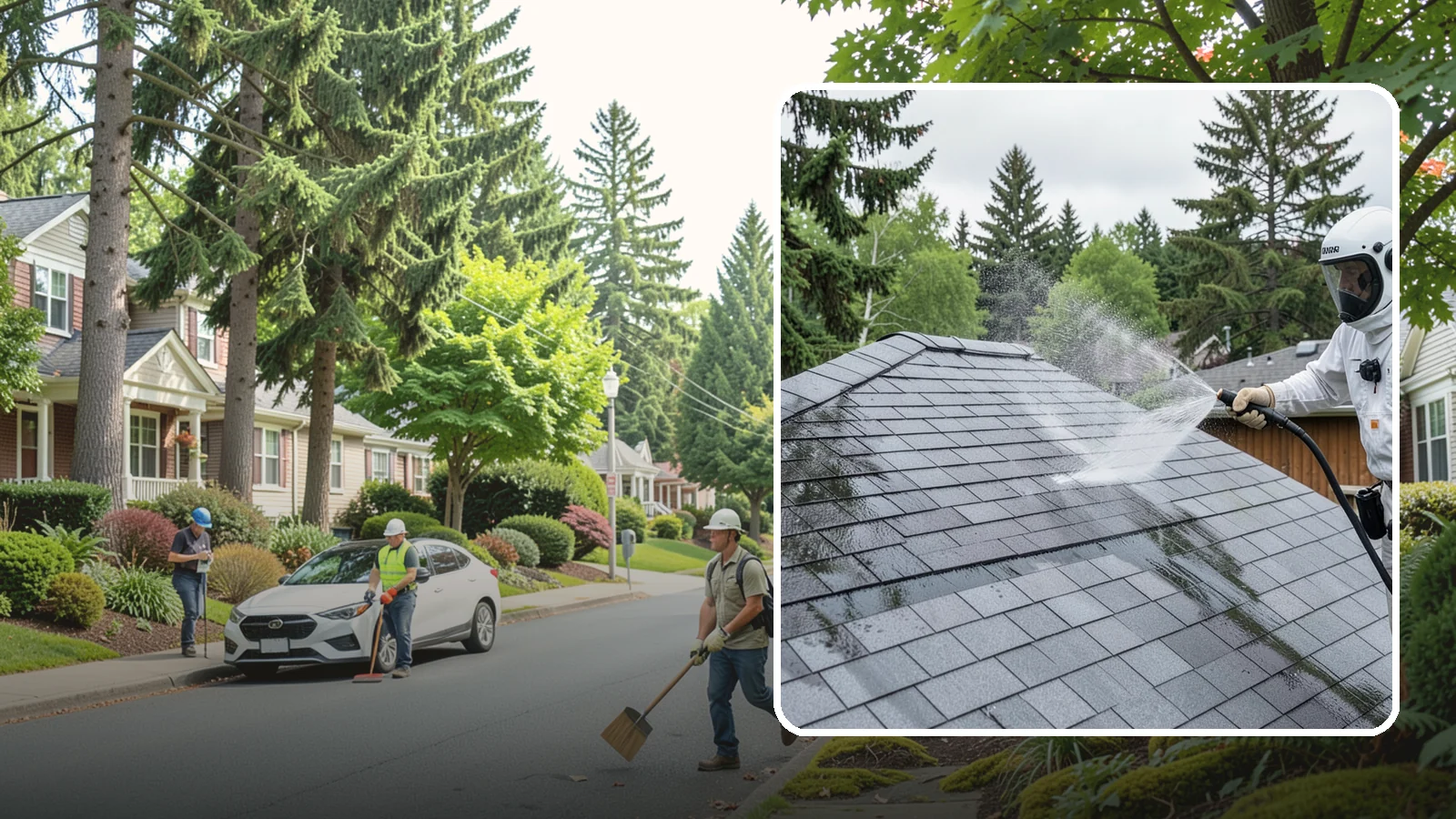 Asphalt Shingle Roof Cleaning in Beaux Arts Village, King County, WA - Specialized cleaning for asphalt and composition shingle roofs that removes the black streaks common across Washington...