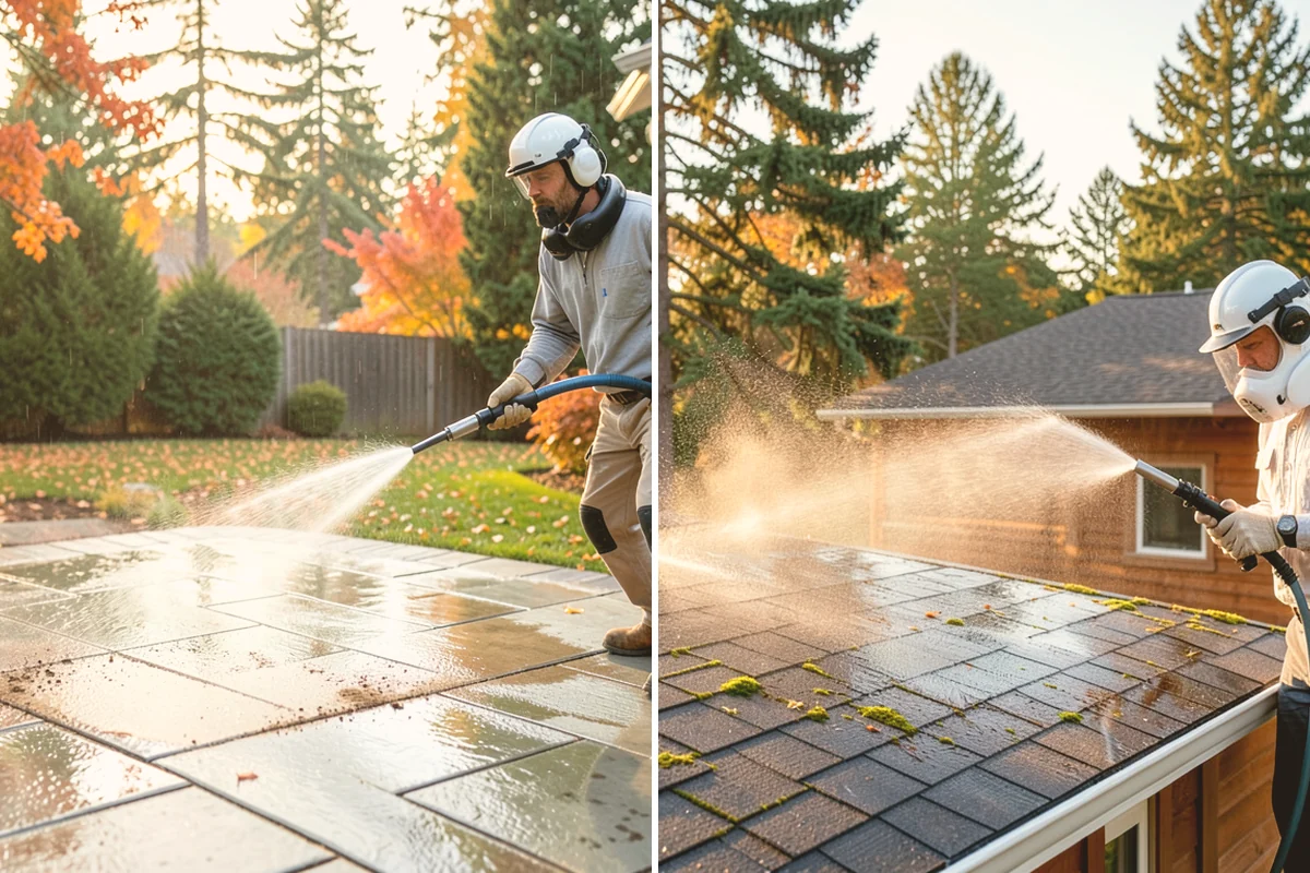 Asphalt Shingle Roof Cleaning in Bellevue, King County, WA - Walk the roof to note streaking, moss clumps, and worn areas