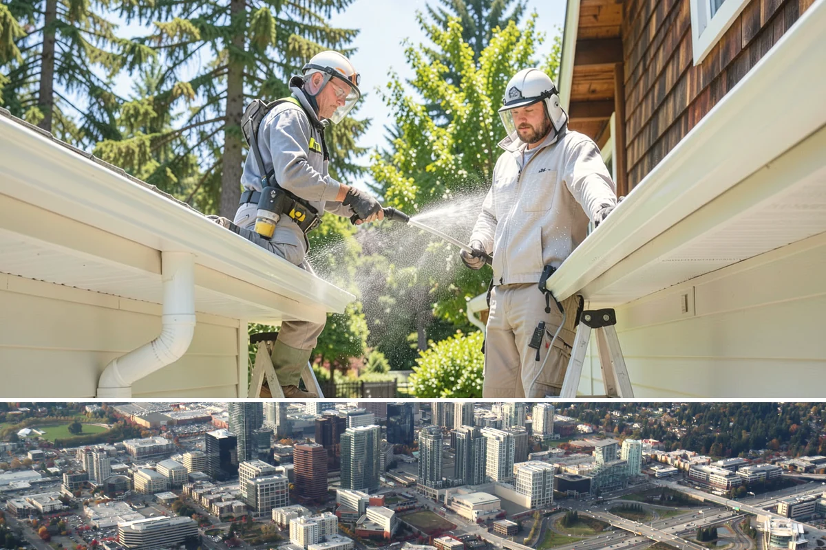 Asphalt Shingle Roof Cleaning in Bellevue, King County, WA - Plan shingle treatments for the drier summer window when solutions can fully break the algae down.
