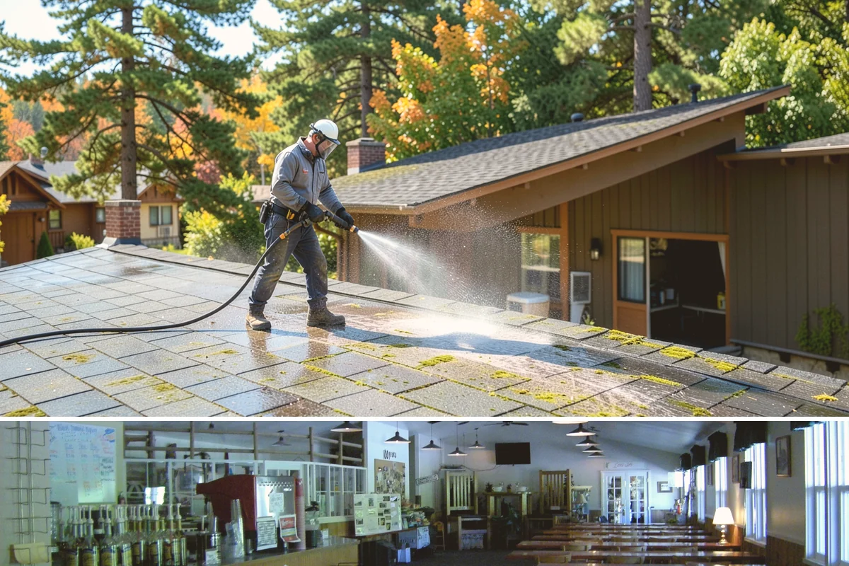 Asphalt Shingle Roof Cleaning in Black Diamond, King County, WA - Plan shingle treatments for the drier summer window when solutions can fully break the algae down.