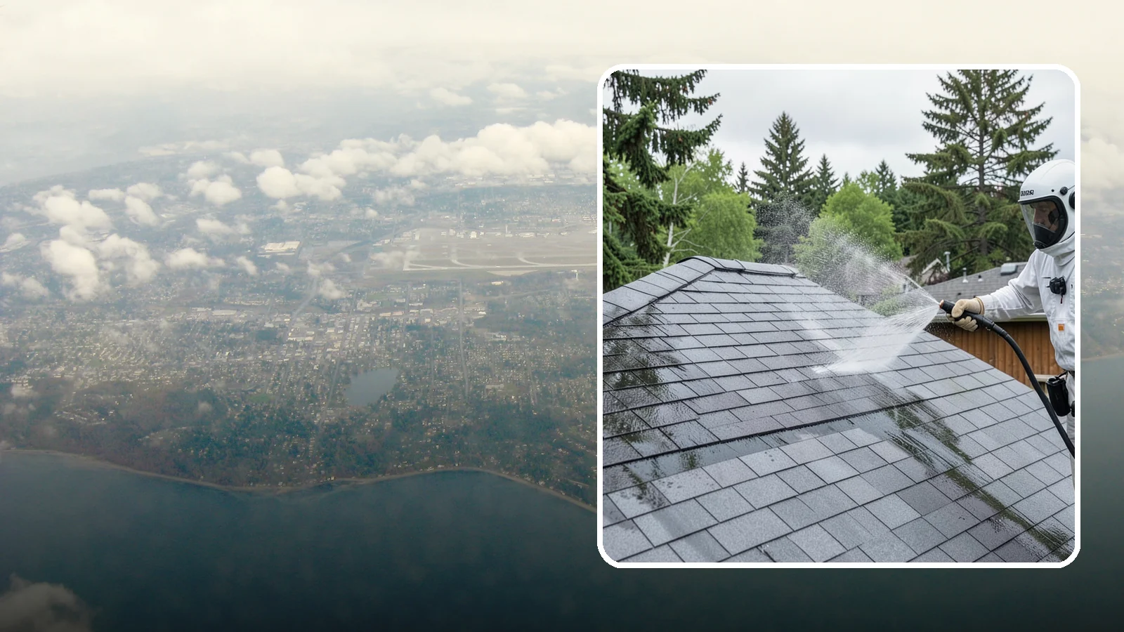 Asphalt Shingle Roof Cleaning in Burien, King County, WA - Specialized cleaning for asphalt and composition shingle roofs that removes the black streaks common across Washington...