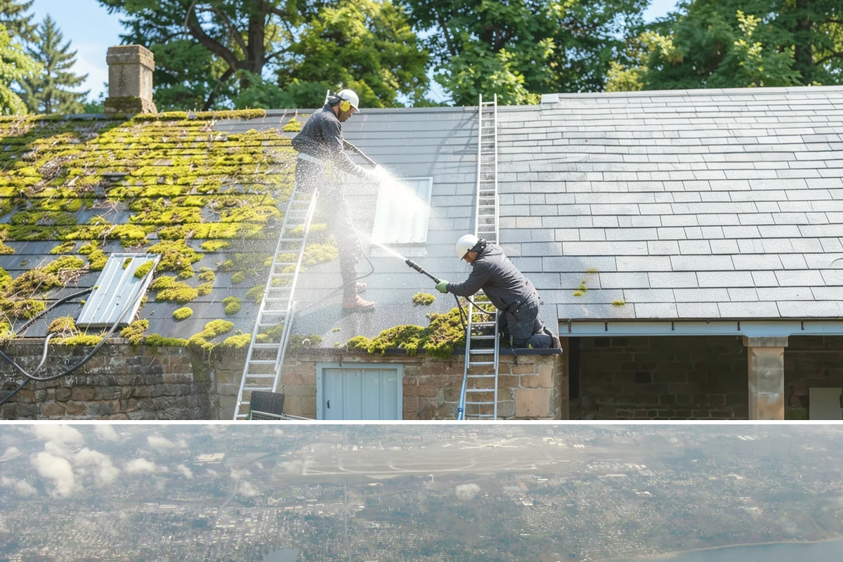 Asphalt Shingle Roof Cleaning in Burien, King County, WA - Plan shingle treatments for the drier summer window when solutions can fully break the algae down.
