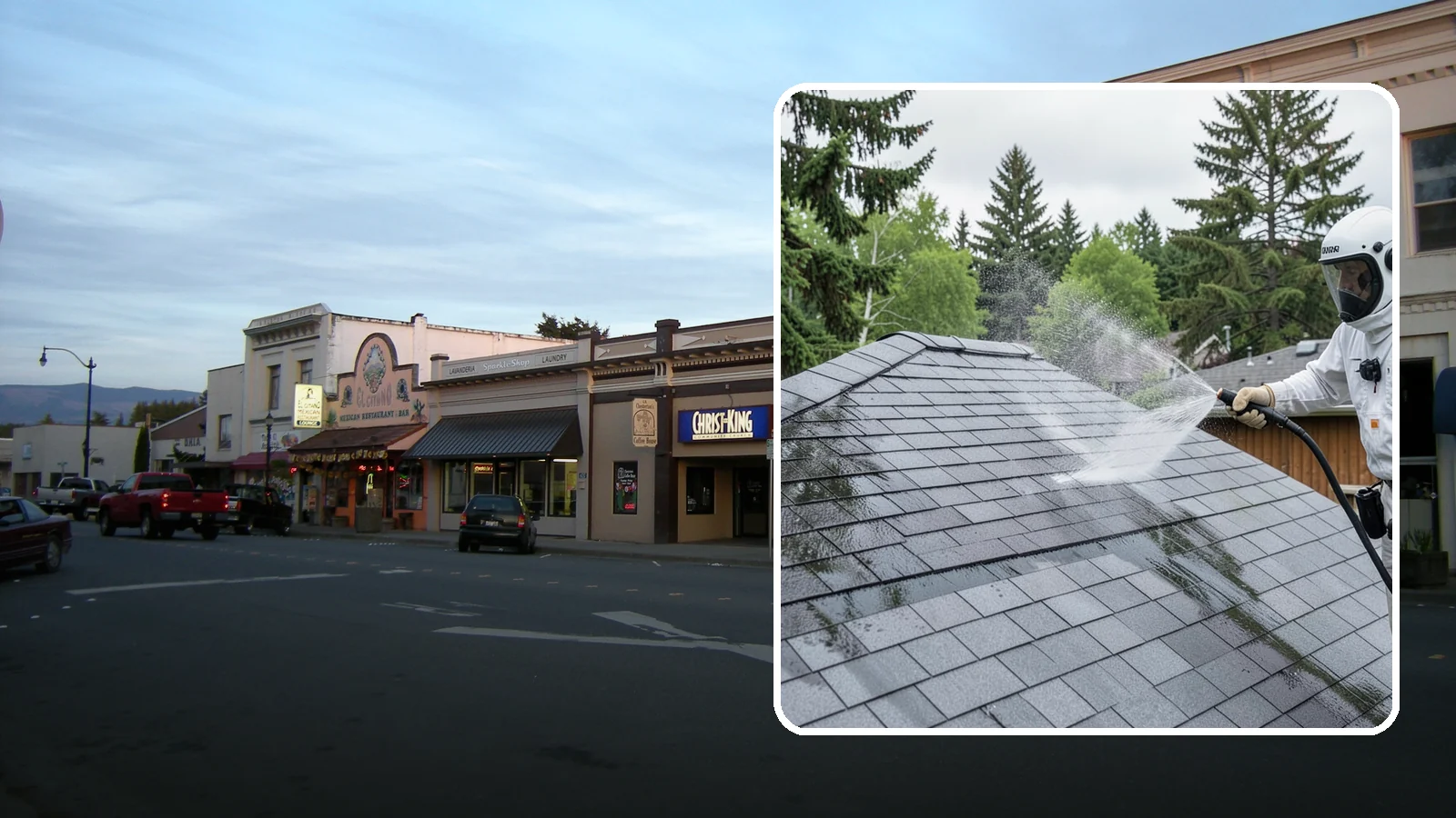 Asphalt Shingle Roof Cleaning in Burlington, Skagit County, WA - Specialized cleaning for asphalt and composition shingle roofs that removes the black streaks common across Washington...