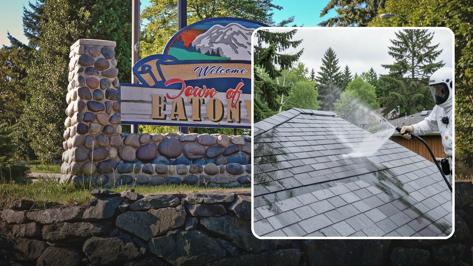 Asphalt Shingle Roof Cleaning in Eatonville, Pierce County, WA - Specialized cleaning for asphalt and composition shingle roofs that removes the black streaks common across Washington...
