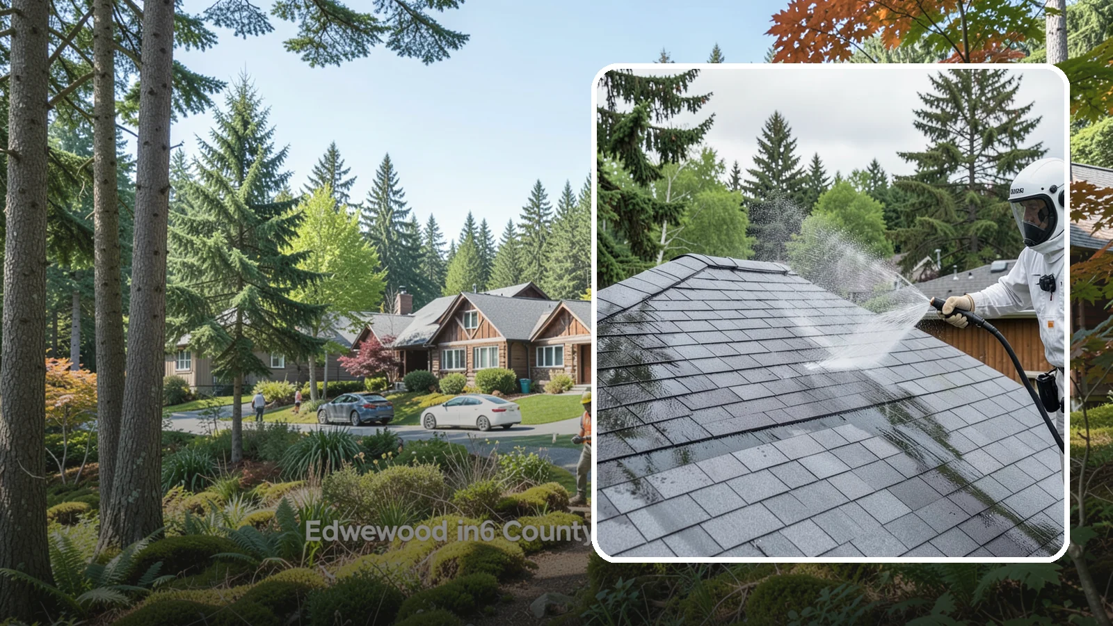 Asphalt Shingle Roof Cleaning in Edgewood, Pierce County, WA - Specialized cleaning for asphalt and composition shingle roofs that removes the black streaks common across Washington...