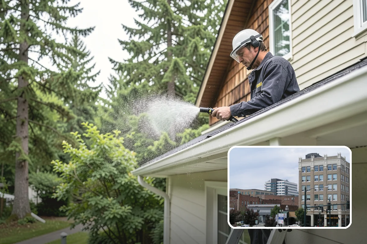 Asphalt Shingle Roof Cleaning in Everett, Snohomish County, WA - Eliminates unsightly black streaks and restores an even roof color