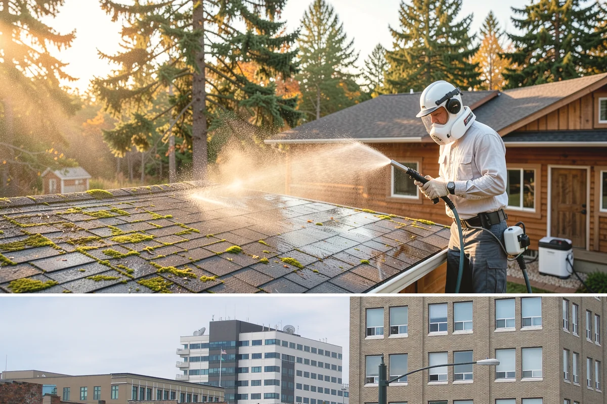 Asphalt Shingle Roof Cleaning in Everett, Snohomish County, WA - Plan shingle treatments for the drier summer window when solutions can fully break the algae down.