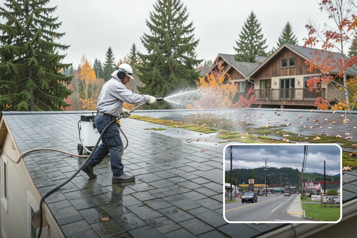 Asphalt Shingle Roof Cleaning in Granite Falls, Snohomish County, WA - Eliminates unsightly black streaks and restores an even roof color