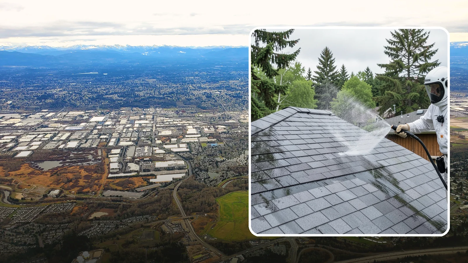 Asphalt Shingle Roof Cleaning in Kent, King County, WA - Specialized cleaning for asphalt and composition shingle roofs that removes the black streaks common across Washington...