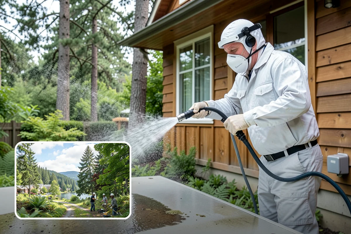 Asphalt Shingle Roof Cleaning in Lake Forest Park, King County, WA - Eliminates unsightly black streaks and restores an even roof color