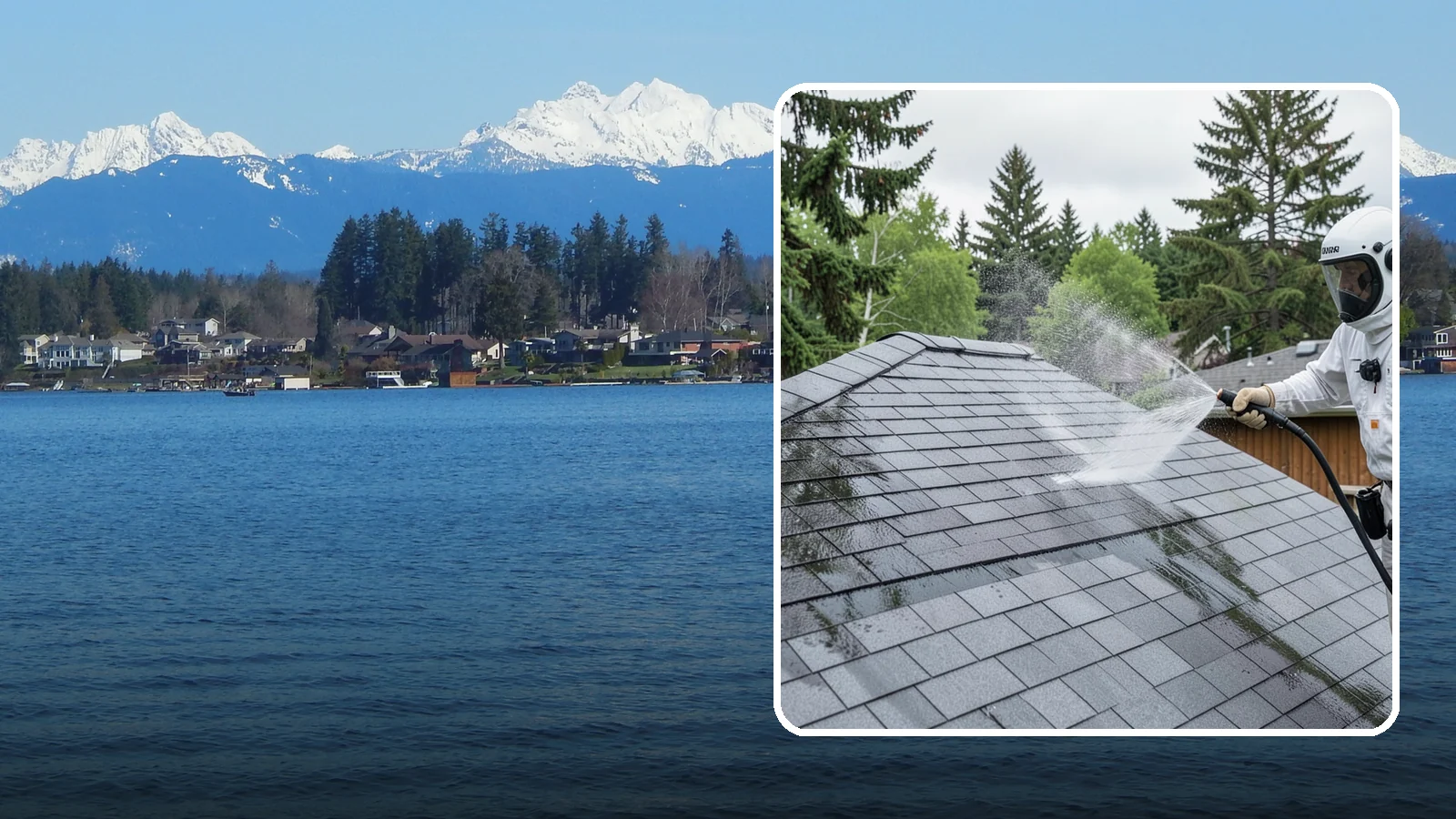 Asphalt Shingle Roof Cleaning in Lake Stevens, Snohomish County, WA - Specialized cleaning for asphalt and composition shingle roofs that removes the black streaks common across Washington...