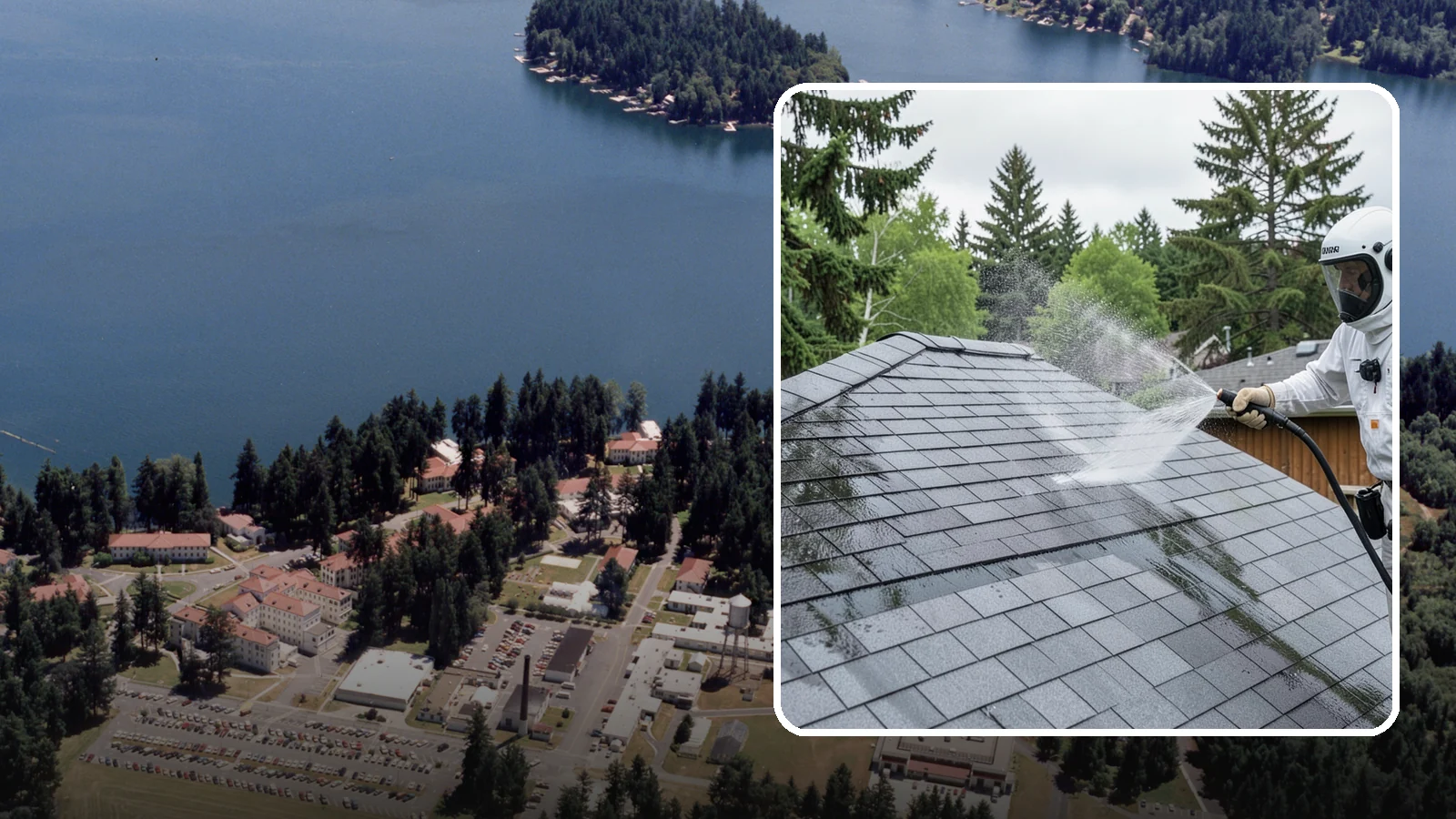 Asphalt Shingle Roof Cleaning in Lakewood, Pierce County, WA - Specialized cleaning for asphalt and composition shingle roofs that removes the black streaks common across Washington...