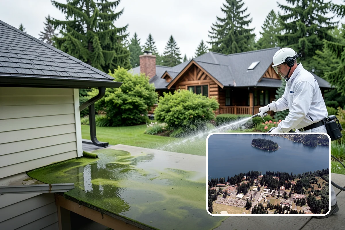 Asphalt Shingle Roof Cleaning in Lakewood, Pierce County, WA - Eliminates unsightly black streaks and restores an even roof color