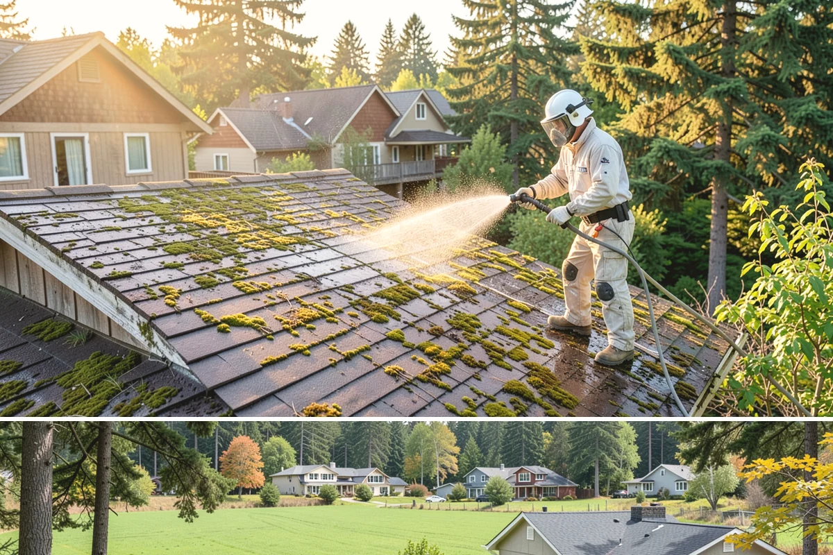 Asphalt Shingle Roof Cleaning in Lyman, Skagit County, WA - Plan shingle treatments for the drier summer window when solutions can fully break the algae down.