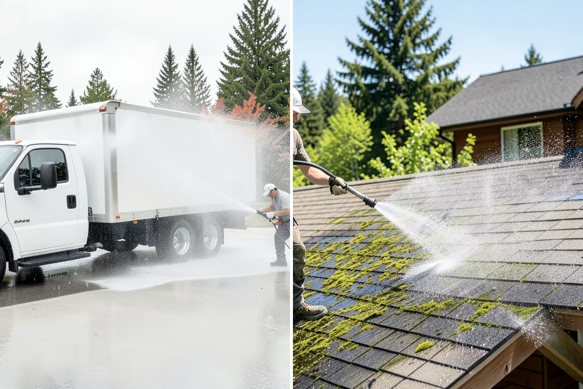 Asphalt Shingle Roof Cleaning in Maple Valley, King County, WA - Walk the roof to note streaking, moss clumps, and worn areas