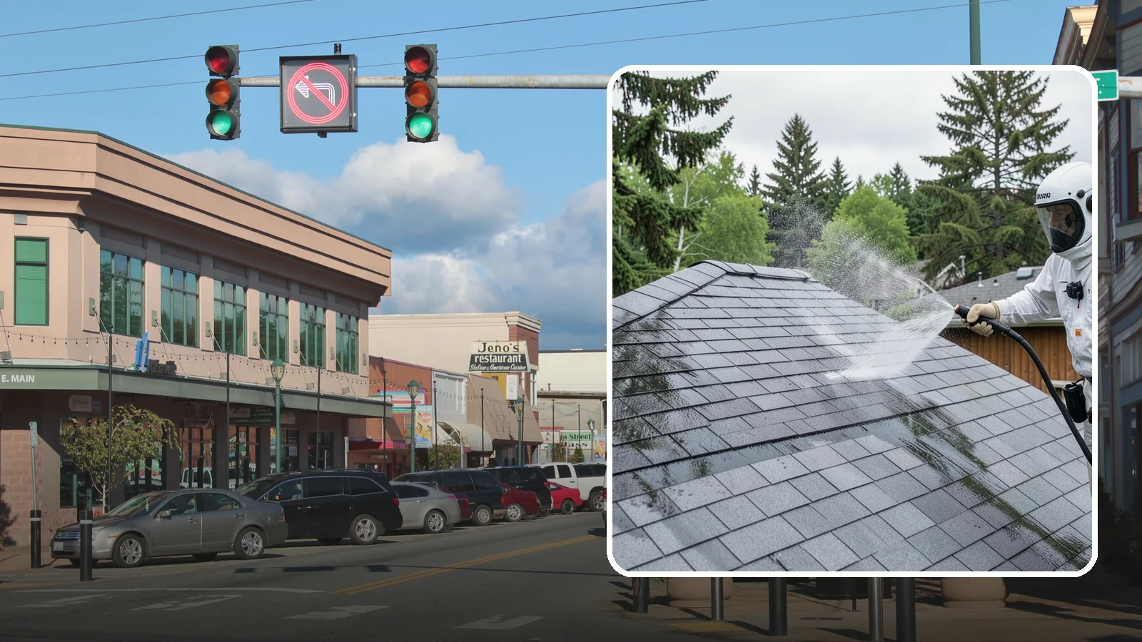 Asphalt Shingle Roof Cleaning in Monroe, Snohomish County, WA - Specialized cleaning for asphalt and composition shingle roofs that removes the black streaks common across Washington...
