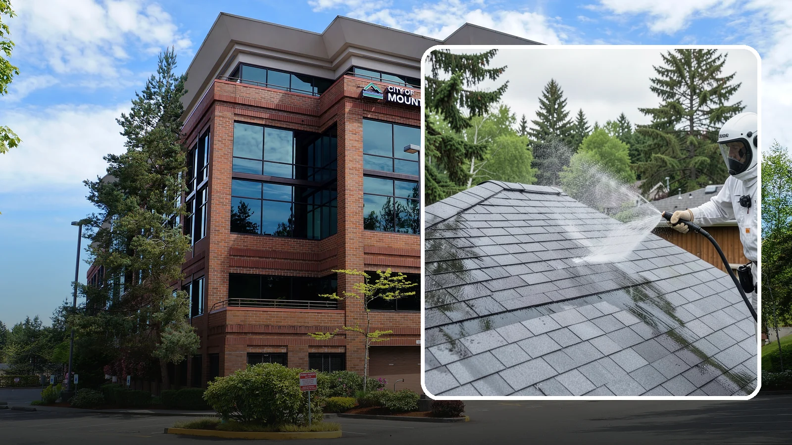 Asphalt Shingle Roof Cleaning in Mountlake Terrace, Snohomish County, WA - Specialized cleaning for asphalt and composition shingle roofs that removes the black streaks common across Washington...