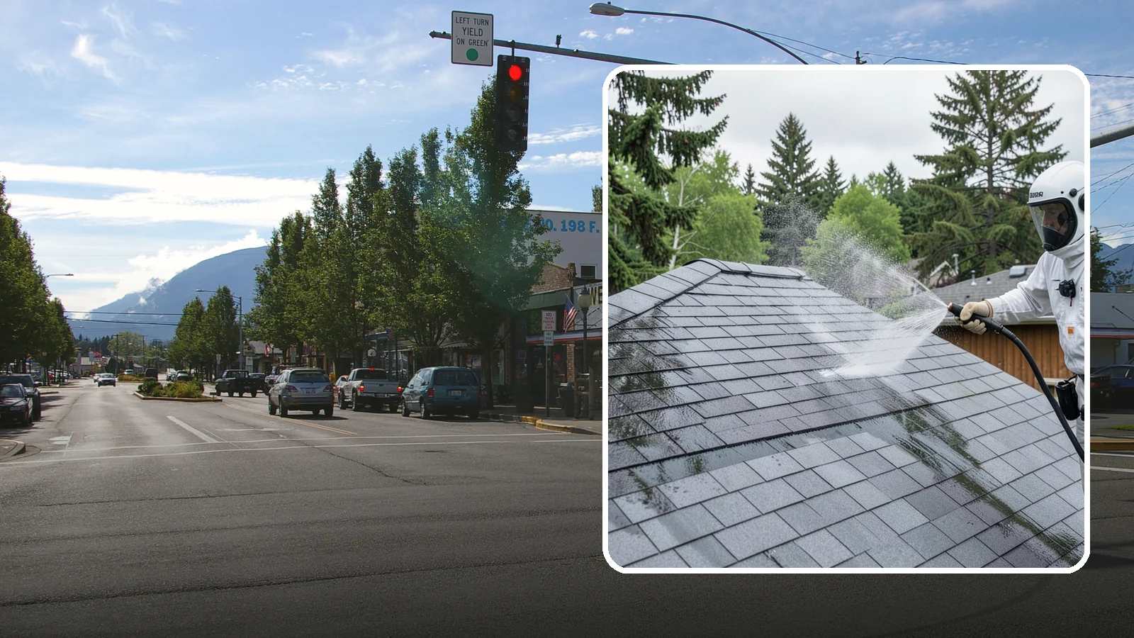 Asphalt Shingle Roof Cleaning in North Bend, King County, WA - Specialized cleaning for asphalt and composition shingle roofs that removes the black streaks common across Washington...