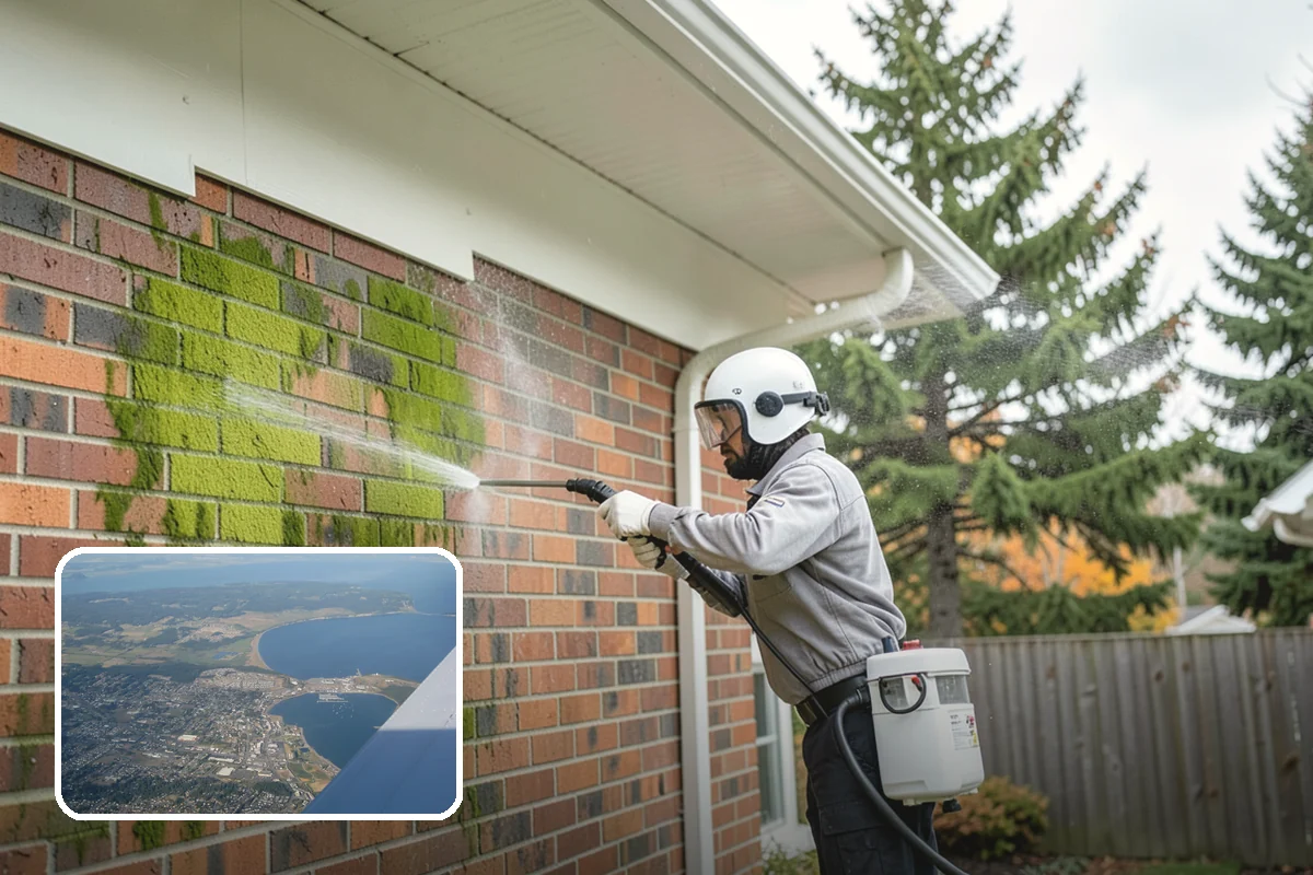 Asphalt Shingle Roof Cleaning in Oak Harbor, Island County, WA - Eliminates unsightly black streaks and restores an even roof color