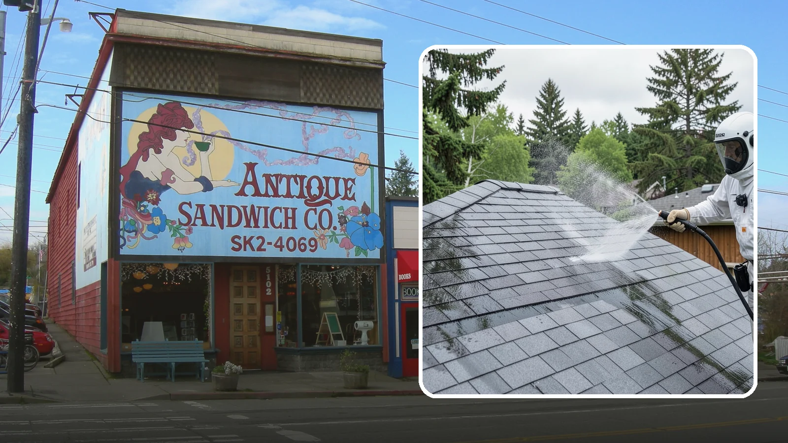 Asphalt Shingle Roof Cleaning in Ruston, Pierce County, WA - Specialized cleaning for asphalt and composition shingle roofs that removes the black streaks common across Washington...