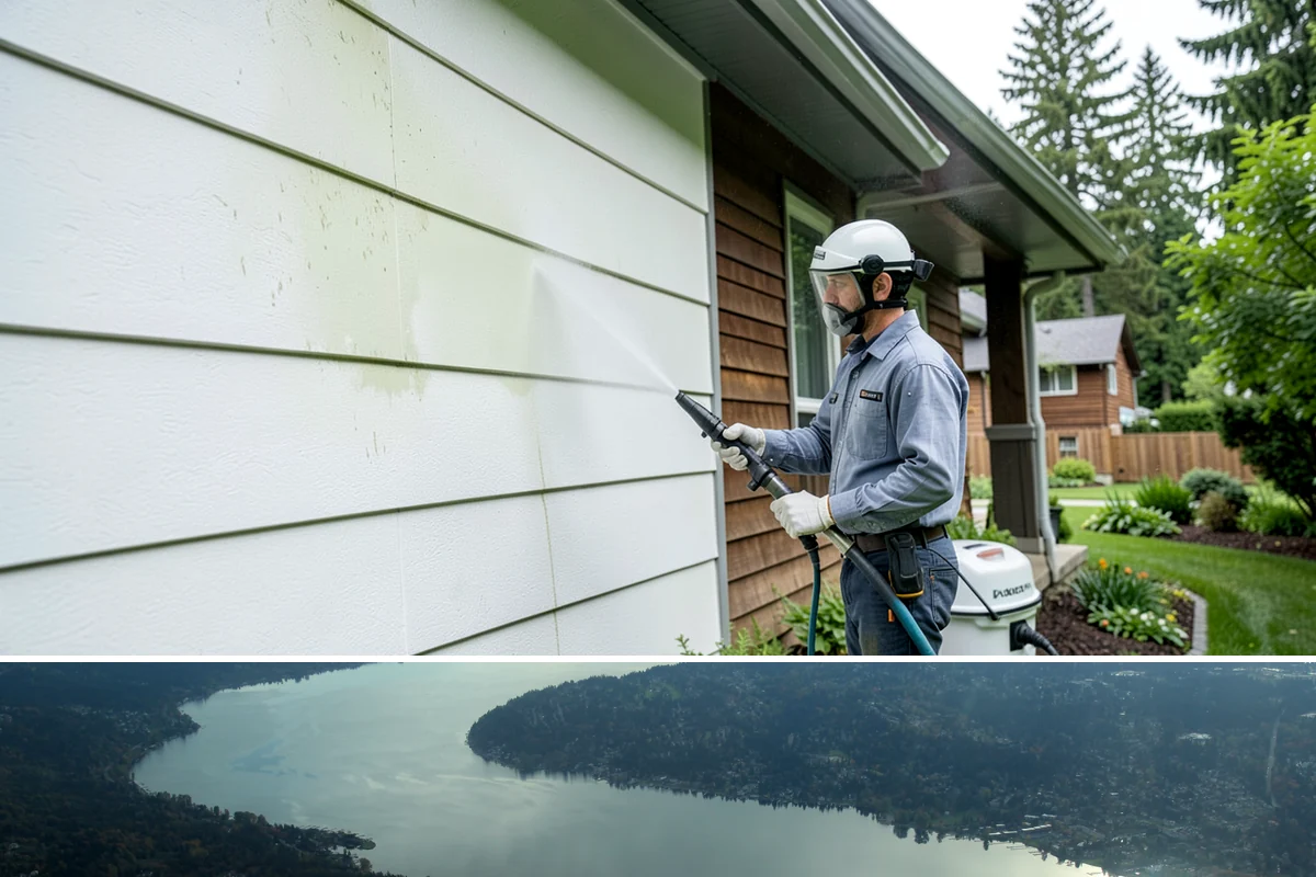 Asphalt Shingle Roof Cleaning in Sammamish, King County, WA - Plan shingle treatments for the drier summer window when solutions can fully break the algae down.