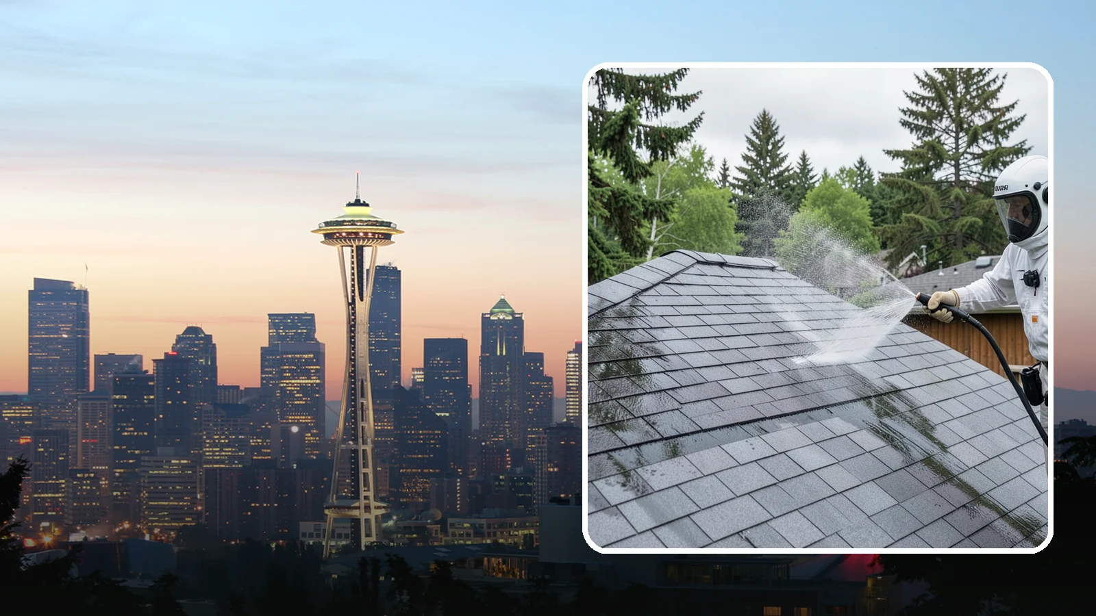 Asphalt Shingle Roof Cleaning in Seattle, King County, WA - Specialized cleaning for asphalt and composition shingle roofs that removes the black streaks common across Washington...