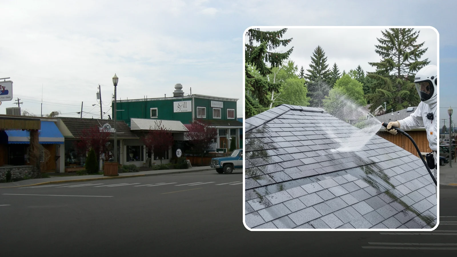 Asphalt Shingle Roof Cleaning in Stanwood, Snohomish County, WA - Specialized cleaning for asphalt and composition shingle roofs that removes the black streaks common across Washington...