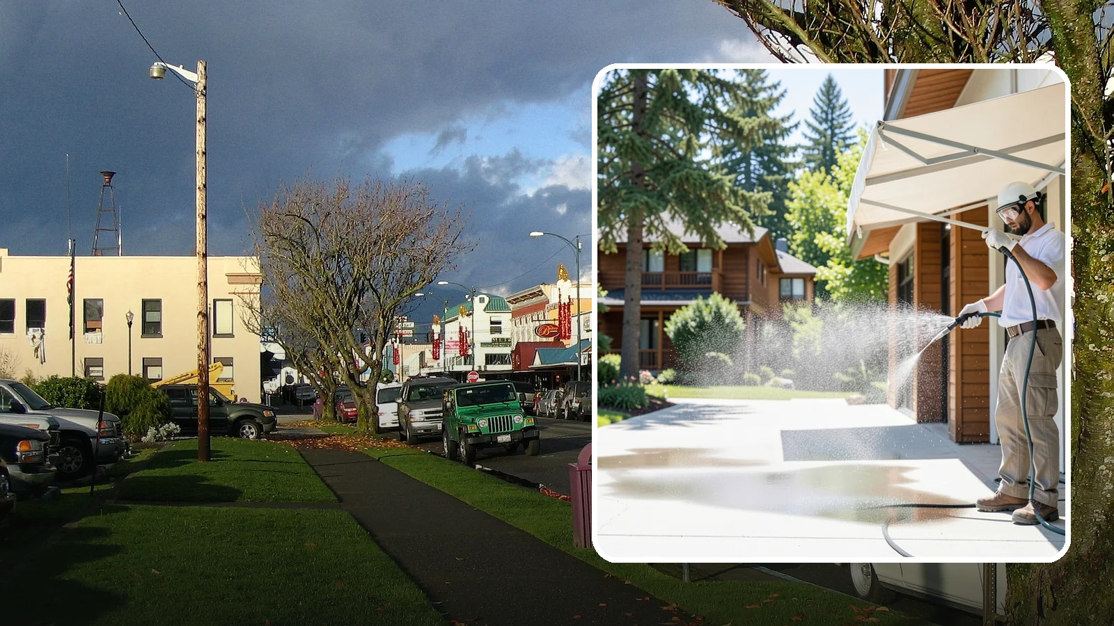 Awning Cleaning in Arlington, Snohomish County, WA - We soft wash fabric and metal awnings to strip the black streaks and mildew that Northwest moisture leaves behind.