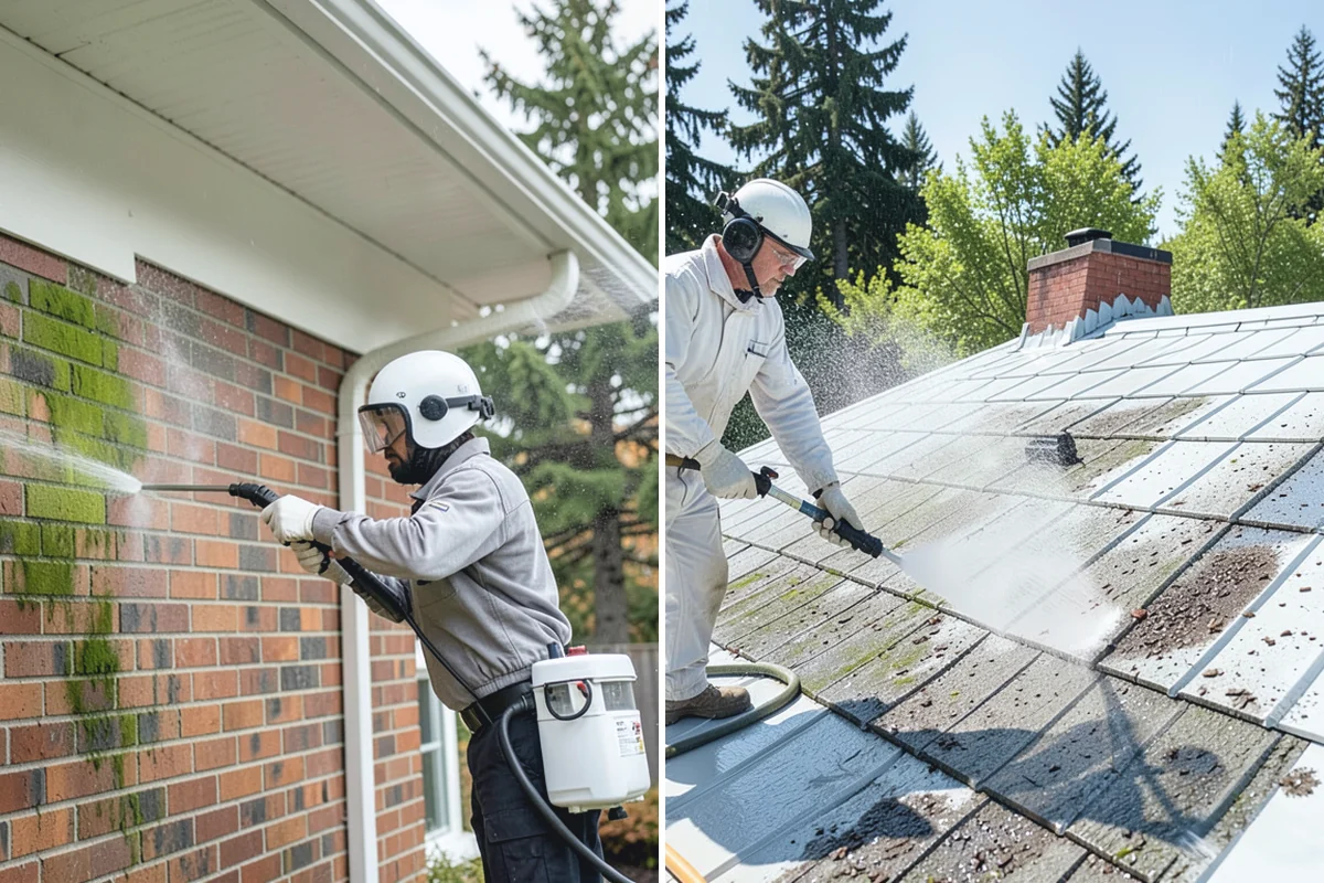Awning Cleaning in Beaux Arts Village, King County, WA - Dry-brush loose debris and spot-check fabric colorfastness