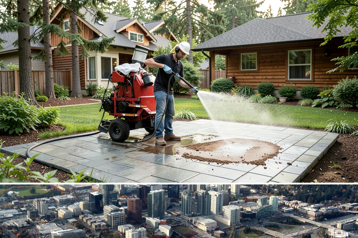Awning Cleaning in Bellevue, King County, WA - Late spring cleaning removes the mildew that builds through the wet season and readies awnings for summer use.