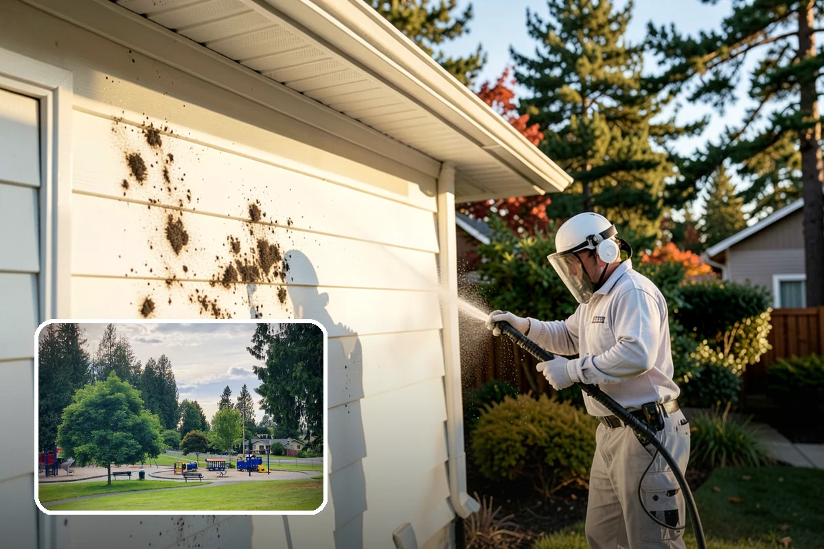 Awning Cleaning in Bonney Lake, Pierce County, WA - Removes mildew streaking common to wet Northwest summers