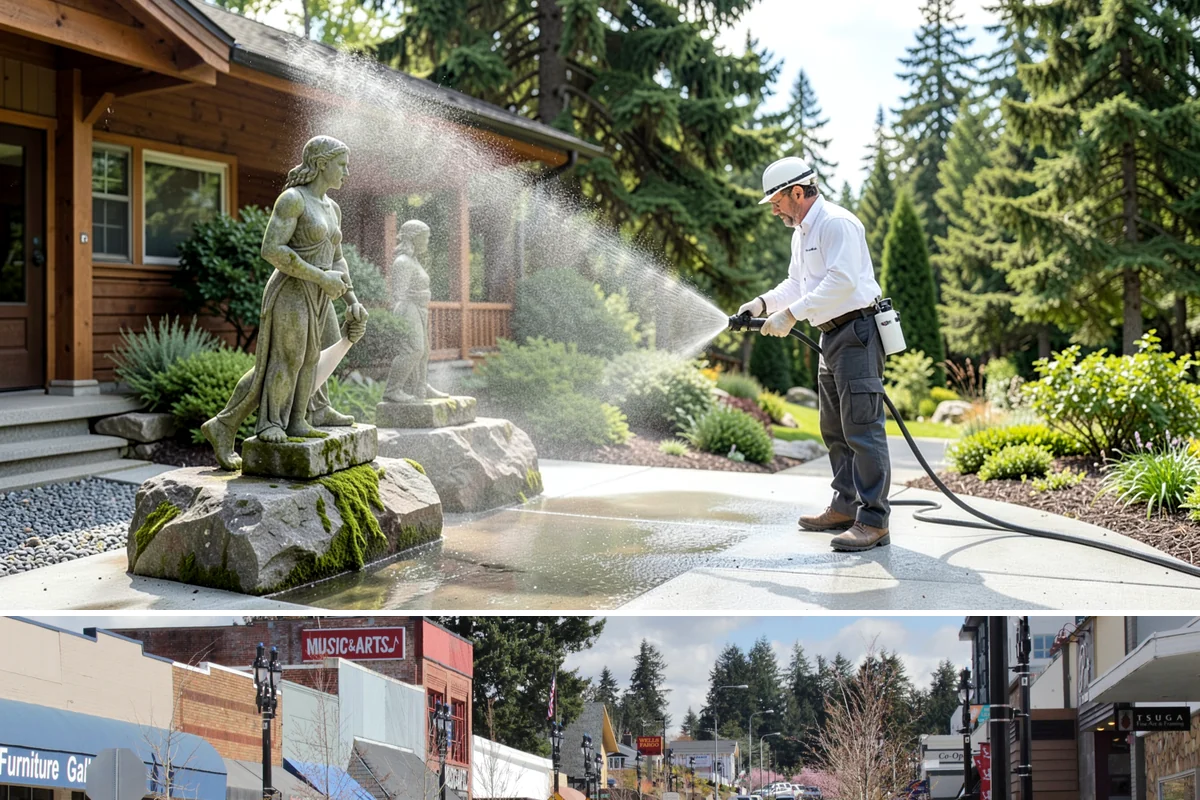 Awning Cleaning in Bothell, King County, WA - Late spring cleaning removes the mildew that builds through the wet season and readies awnings for summer use.