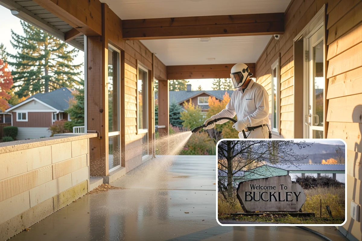 Awning Cleaning in Buckley, Pierce County, WA - Removes mildew streaking common to wet Northwest summers