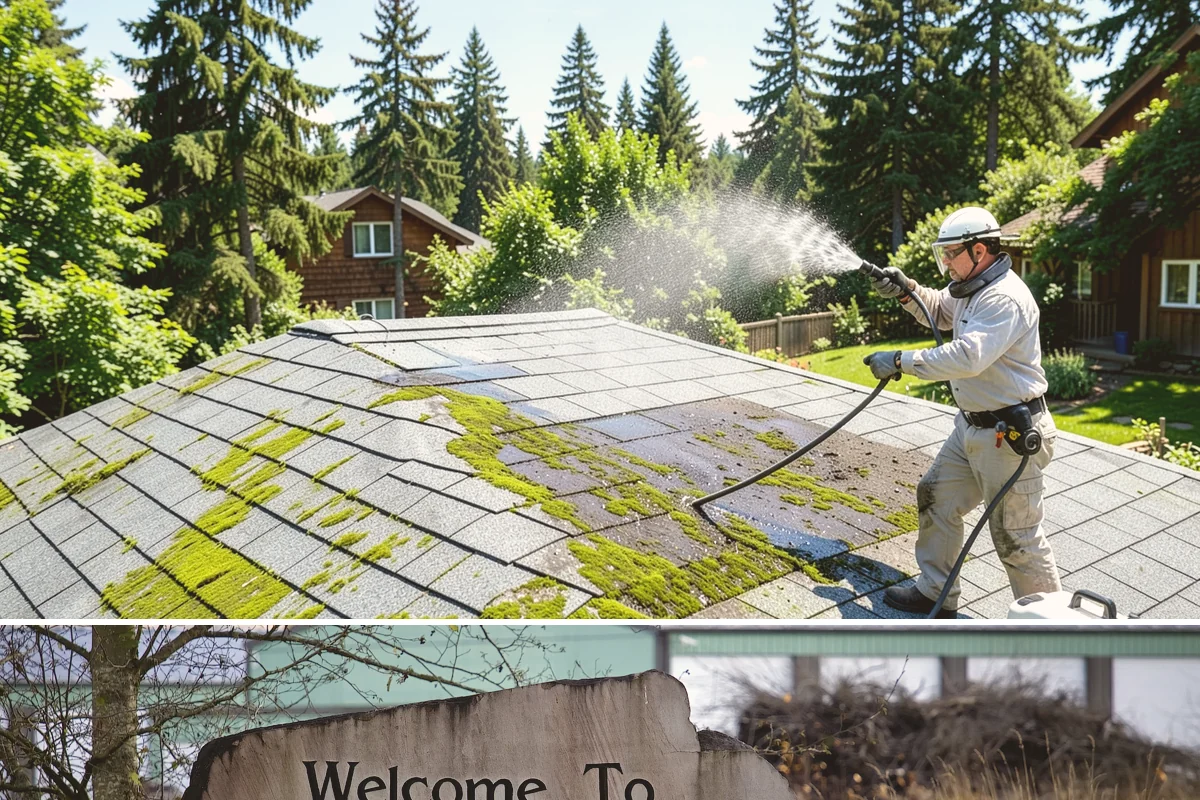 Awning Cleaning in Buckley, Pierce County, WA - Late spring cleaning removes the mildew that builds through the wet season and readies awnings for summer use.