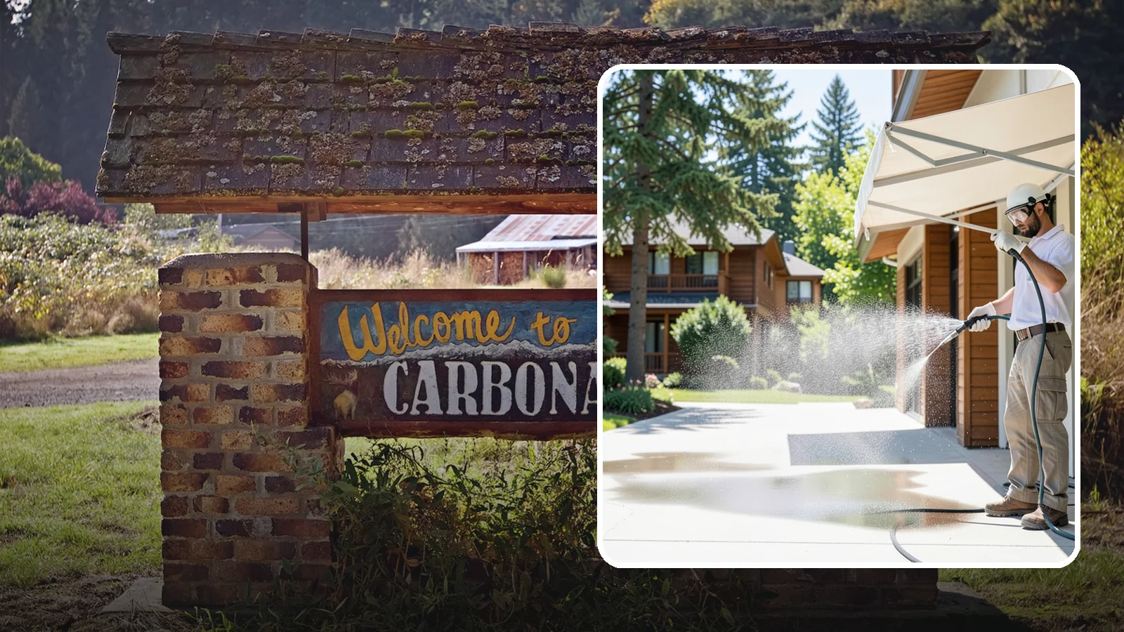 Awning Cleaning in Carbonado, Pierce County, WA - We soft wash fabric and metal awnings to strip the black streaks and mildew that Northwest moisture leaves behind.