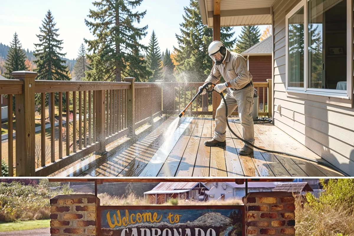 Awning Cleaning in Carbonado, Pierce County, WA - Late spring cleaning removes the mildew that builds through the wet season and readies awnings for summer use.