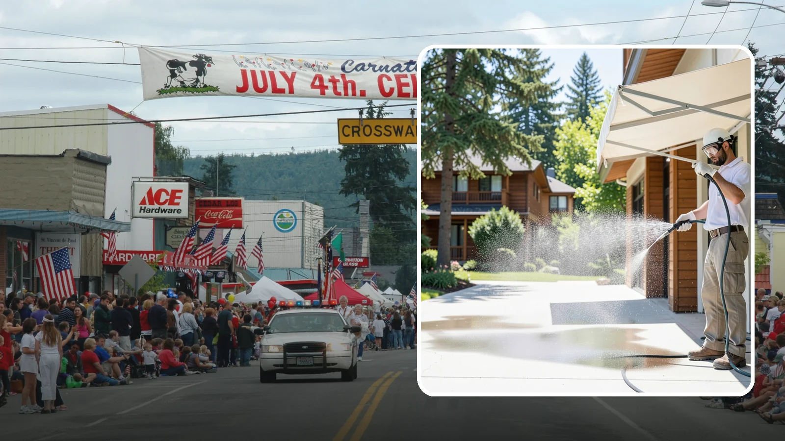 Awning Cleaning in Carnation, King County, WA - We soft wash fabric and metal awnings to strip the black streaks and mildew that Northwest moisture leaves behind.