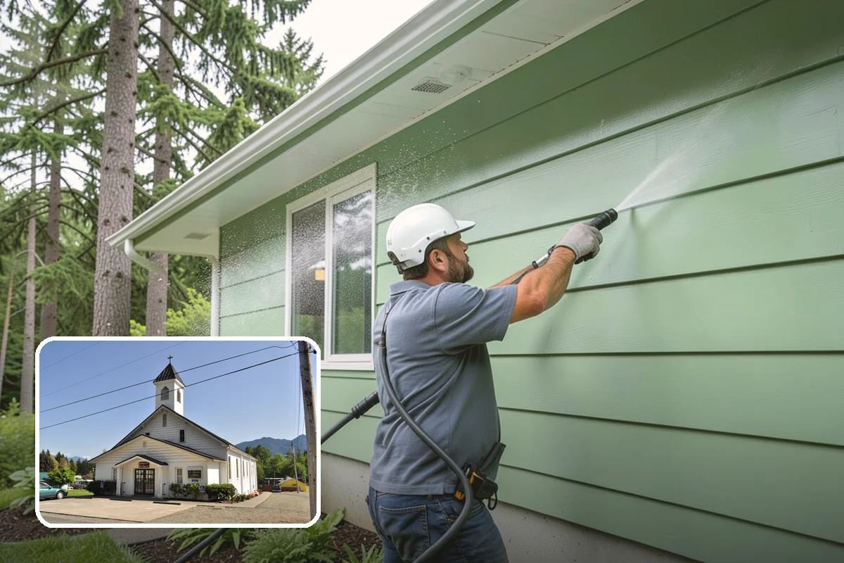 Awning Cleaning in Concrete, Skagit County, WA - Removes mildew streaking common to wet Northwest summers