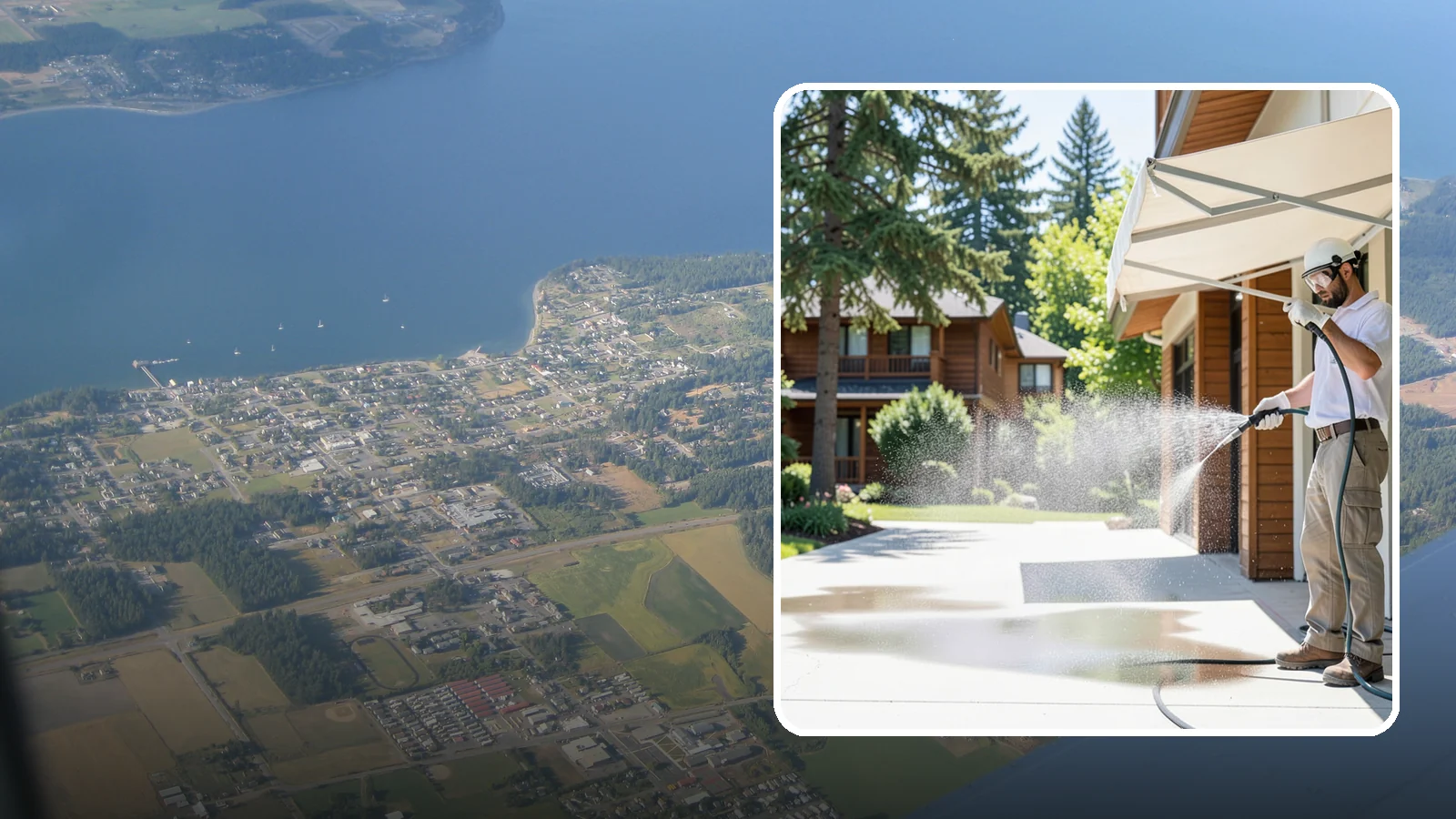 Awning Cleaning in Coupeville, Island County, WA - We soft wash fabric and metal awnings to strip the black streaks and mildew that Northwest moisture leaves behind.