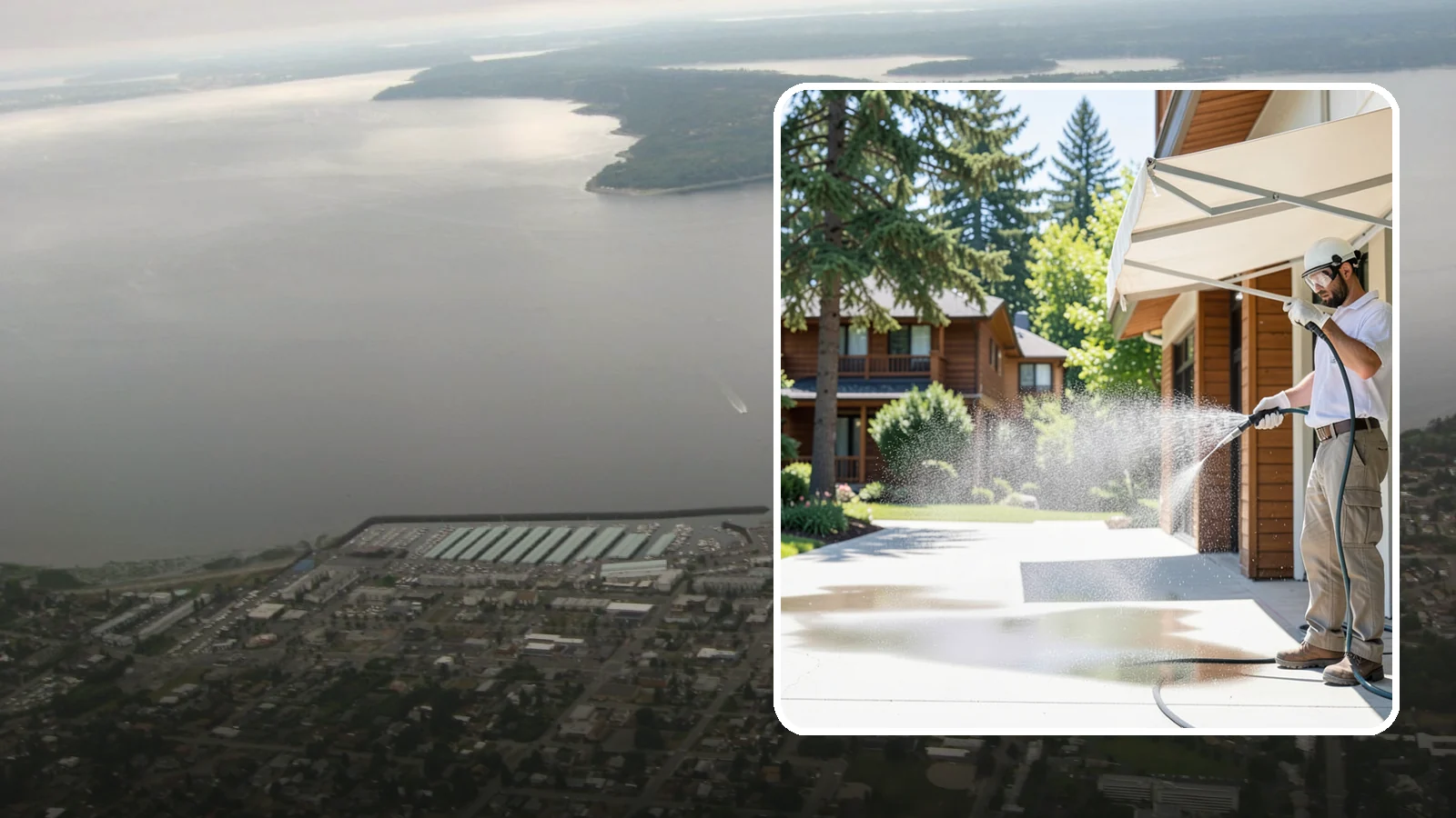 Awning Cleaning in Des Moines, King County, WA - We soft wash fabric and metal awnings to strip the black streaks and mildew that Northwest moisture leaves behind.