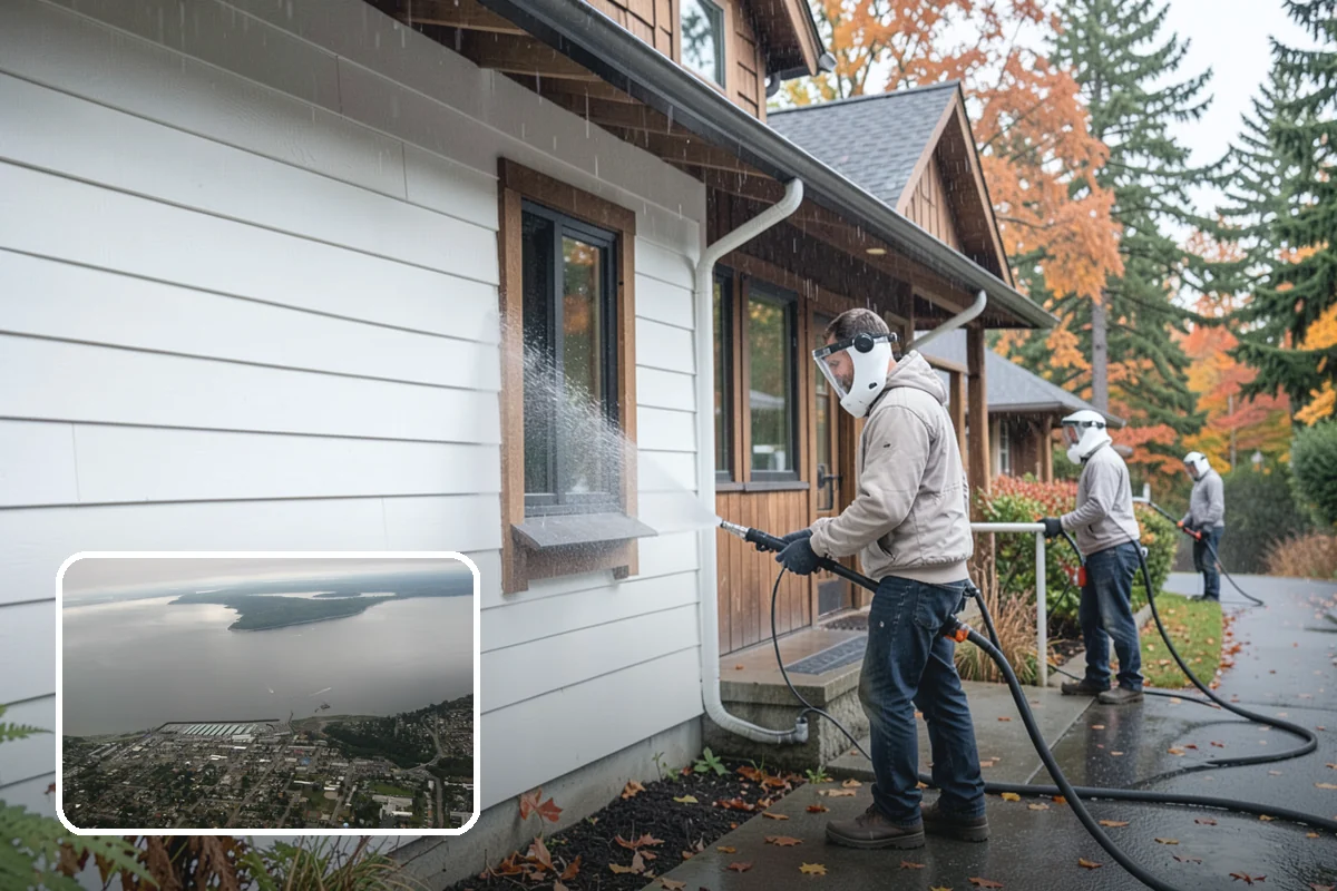Awning Cleaning in Des Moines, King County, WA - Removes mildew streaking common to wet Northwest summers