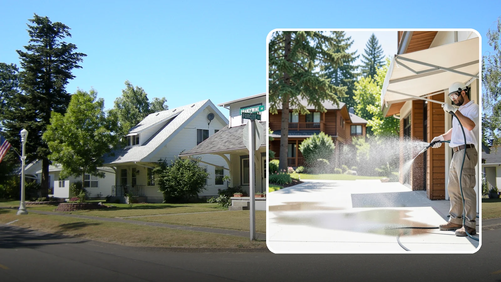 Awning Cleaning in DuPont, Pierce County, WA - We soft wash fabric and metal awnings to strip the black streaks and mildew that Northwest moisture leaves behind.