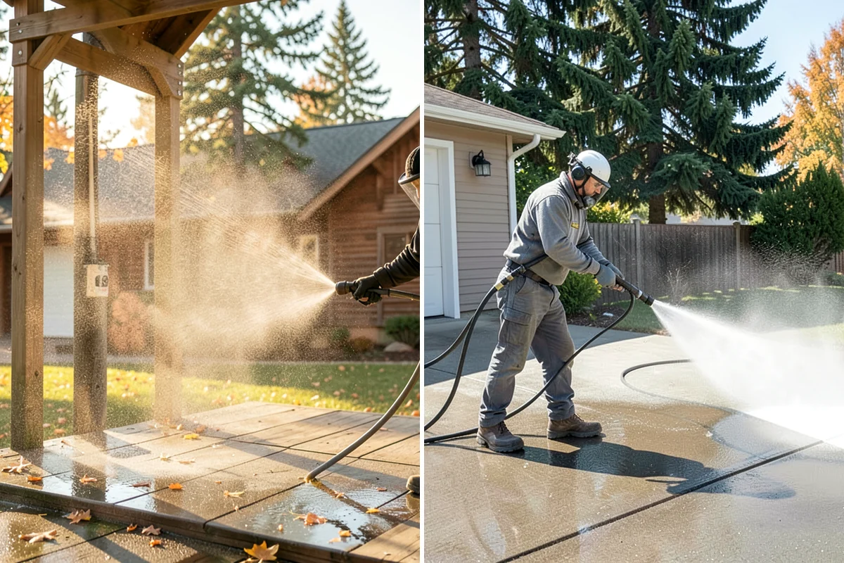 Awning Cleaning in DuPont, Pierce County, WA - Dry-brush loose debris and spot-check fabric colorfastness