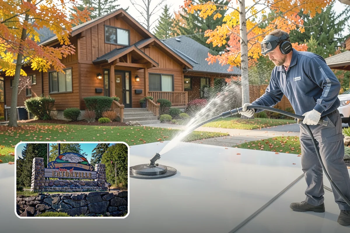 Awning Cleaning in Eatonville, Pierce County, WA - Removes mildew streaking common to wet Northwest summers