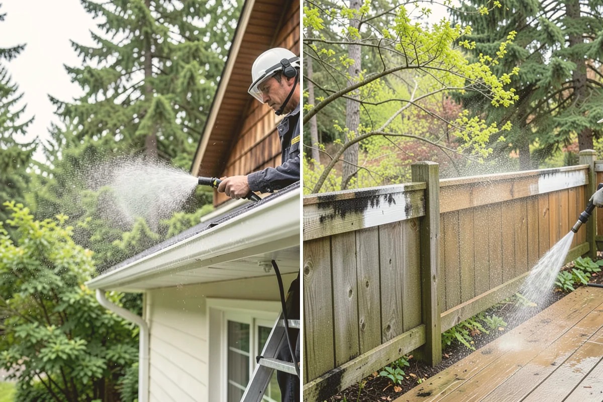 Awning Cleaning in Eatonville, Pierce County, WA - Dry-brush loose debris and spot-check fabric colorfastness