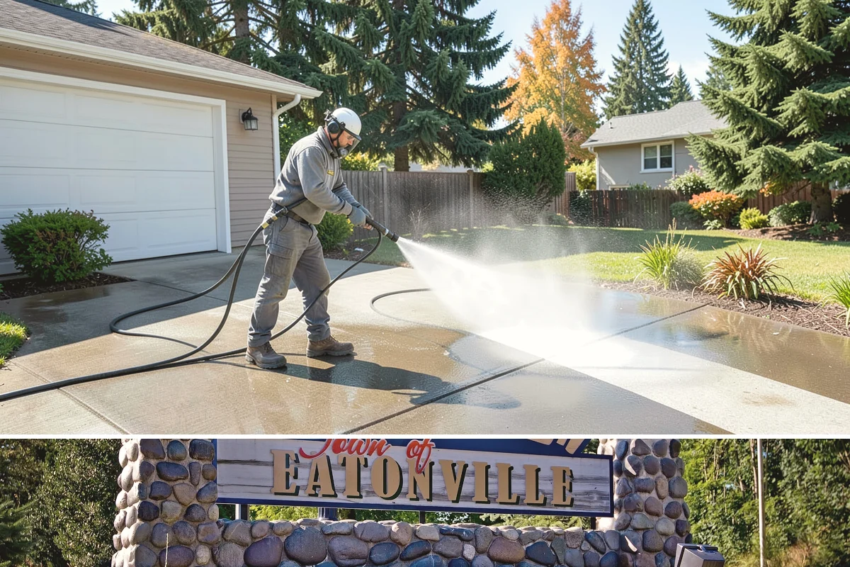 Awning Cleaning in Eatonville, Pierce County, WA - Late spring cleaning removes the mildew that builds through the wet season and readies awnings for summer use.