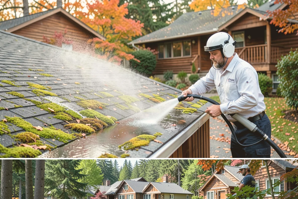 Awning Cleaning in Edgewood, Pierce County, WA - Late spring cleaning removes the mildew that builds through the wet season and readies awnings for summer use.