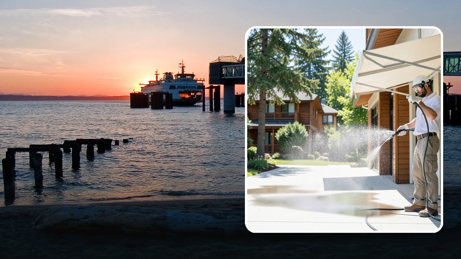 Awning Cleaning in Edmonds, Snohomish County, WA - We soft wash fabric and metal awnings to strip the black streaks and mildew that Northwest moisture leaves behind.