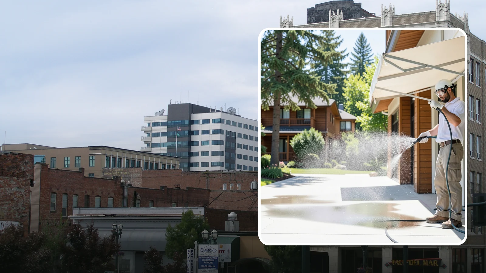Awning Cleaning in Everett, Snohomish County, WA - We soft wash fabric and metal awnings to strip the black streaks and mildew that Northwest moisture leaves behind.